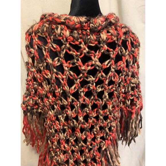 Lpogee Worldover Poncho Womens Small Multicolor Open Chunky Knit Festival Poncho - Picture 5 of 11